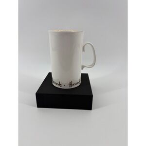 Harrods Fine Bone China Mug White Gold Rim Made in England Scalloped Logo Tall